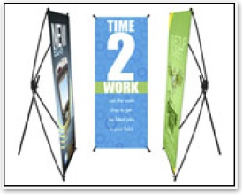 Indoor Banner with "X-Style" collapsible stand. 